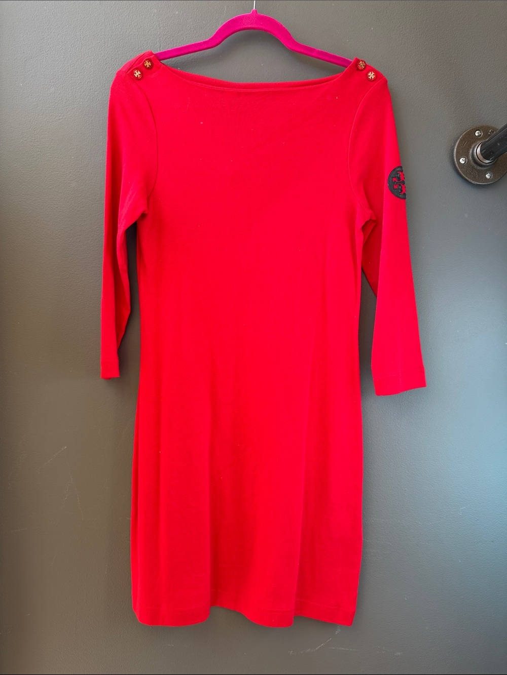 Tory Burch Vibrant Red Boatneck Knit Dress